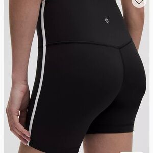 lululemon athletica size 14 nwt Black Bike Shorts with White Side Stripe
